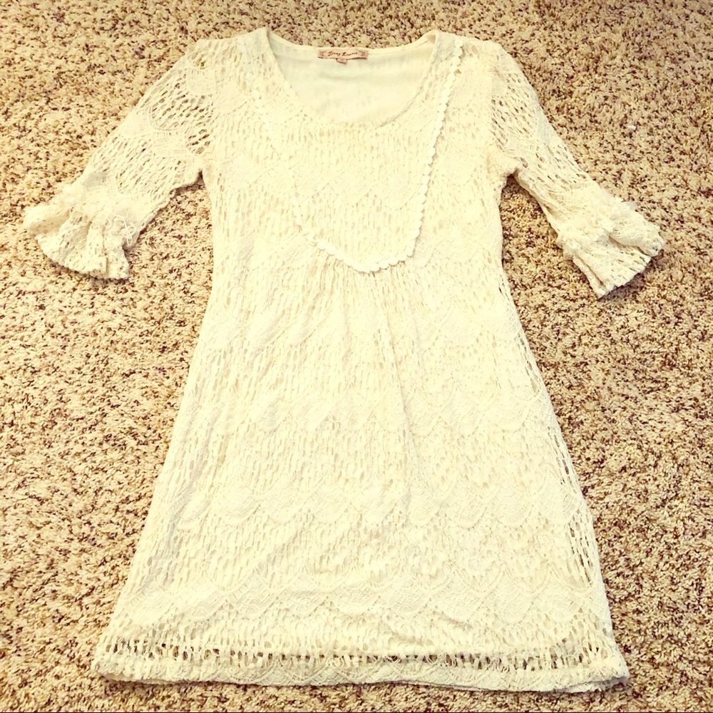 Young Essence, Ivory Lace Dress, Small